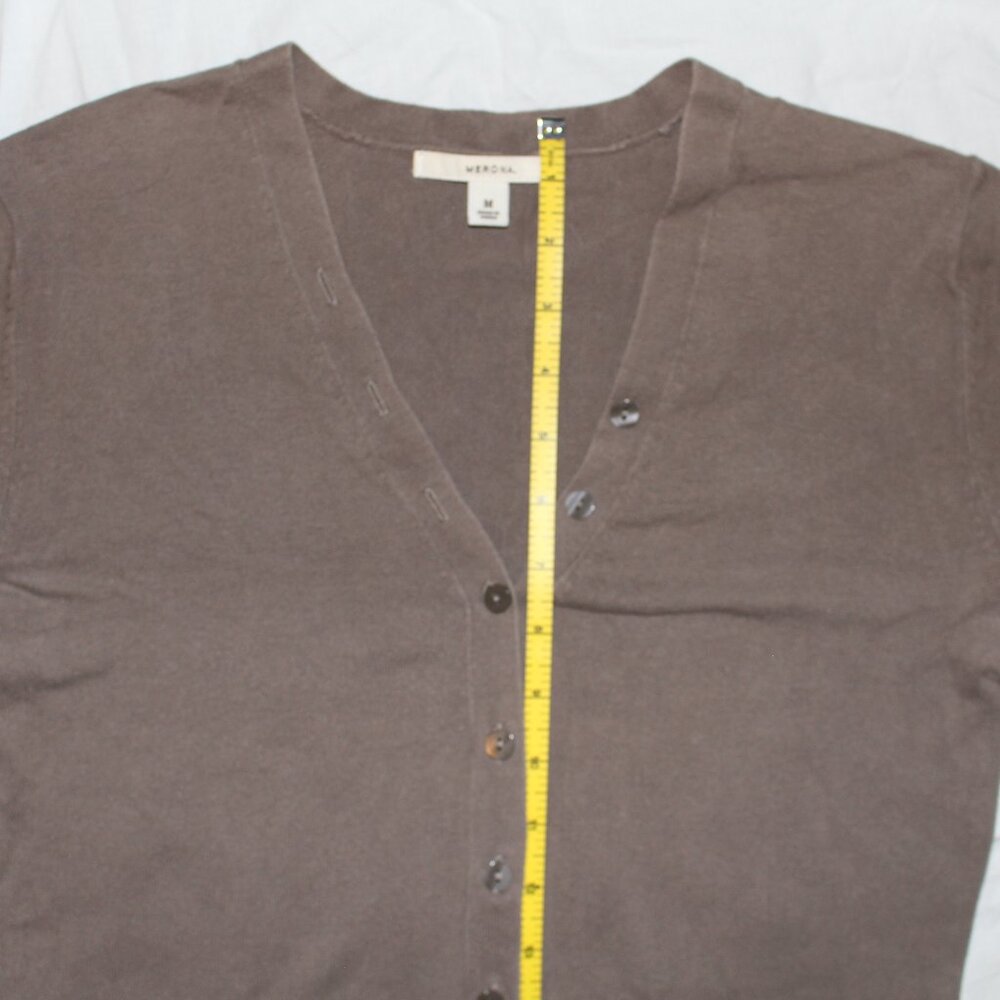 Merona Brand Taupe/Putty Colored Short Sleeve Button Down Cardigan Sweater - Picture 7 of 13